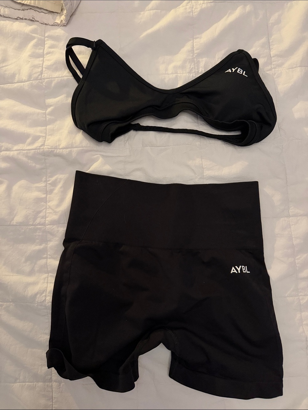 AYBL Black Seamless Sports Bra & High-Waist Shorts Set